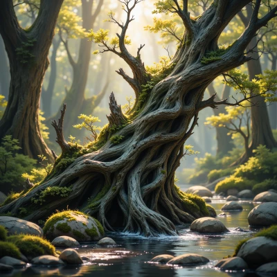 Wooden Streamside Sculpture