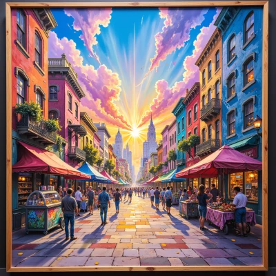 Sunset Cityscape Mural