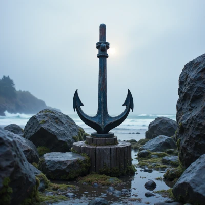 Sea-Toned Wooden Anchor