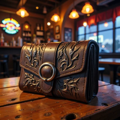 Flame Engraved Leather Wallet