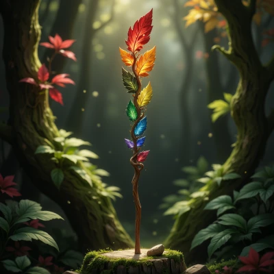 Luminous Leaf Chakra Wand