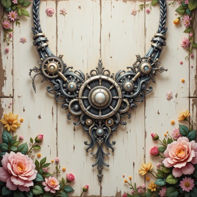 Floral Clockwork Necklace