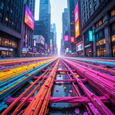 Neon Threads Tapestry