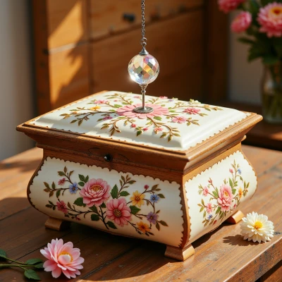 Vintage Floral Music Box