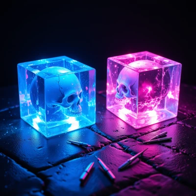 Neon Skull Dice