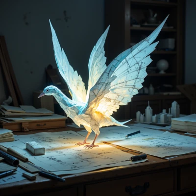 Blueprint Origami Bird