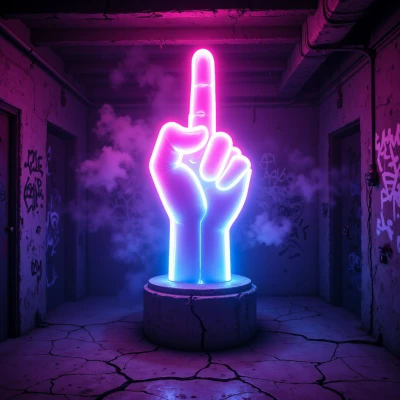 Neon Middle Finger Statue
