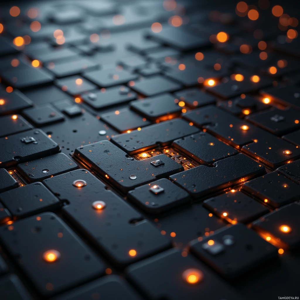 A close-up view of illuminated keyboard keys with glowing orange lights.