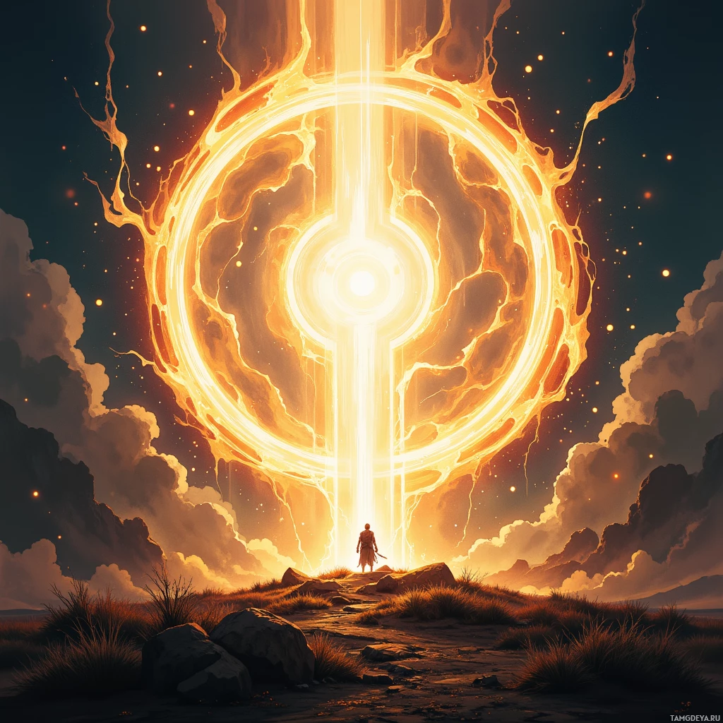 Semi-abstract image with many empty light space at center of beautiful background, that is suitable for the post:  Honor is a drumbeat echoing through the void, refusing to fade even when silence screams louder.