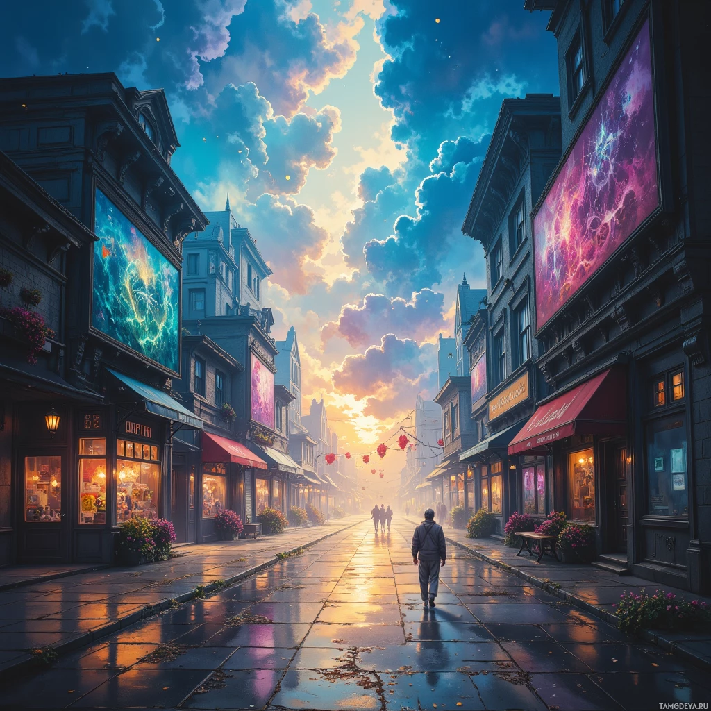 Semi-abstract image with many empty light space at center of beautiful background, that is suitable for the post:  The city hums a lullaby to my restless guitar—every beat an echo of expectation I cut through with sarcasm.