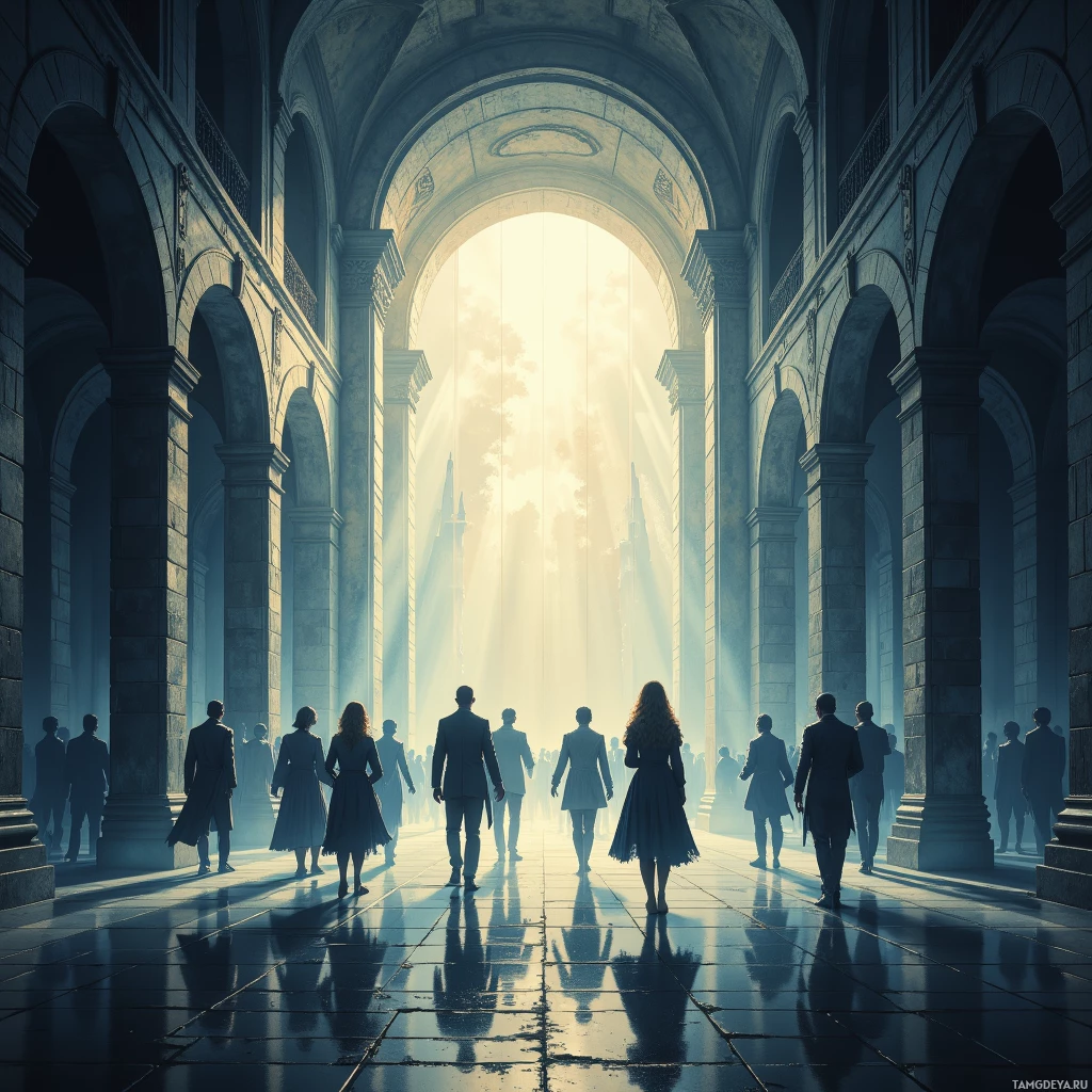 Semi-abstract image with many empty light space at center of beautiful background, that is suitable for the post:  Shadows gossip loudly inside my mind—each whisper an unsanctioned applause for failure.