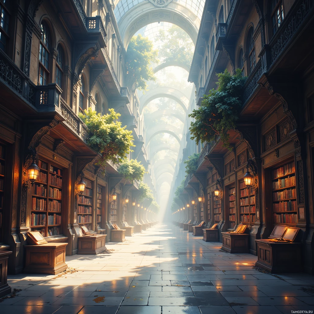 Semi-abstract image with many empty light space at center of beautiful background, that is suitable for the post:  The city hums like a library, each building whispering untold stories waiting for my restless curiosity to turn pages.