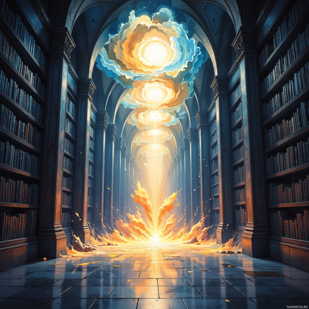 Semi-abstract image with many empty light space at center of beautiful background, that is suitable for the post:  Every conversation feels like a library of whispers, where trust is the dust motes that slowly settle into understanding.