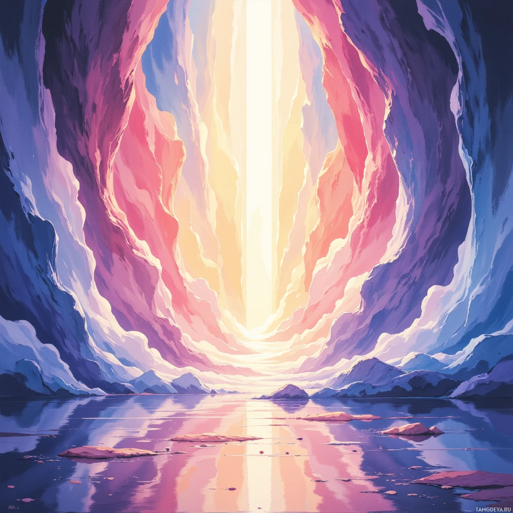 Semi-abstract image with many empty light space at center of beautiful background, that is suitable for the post:  When a sketch hesitates, I offer a quiet wind, nudging it toward its own horizon.