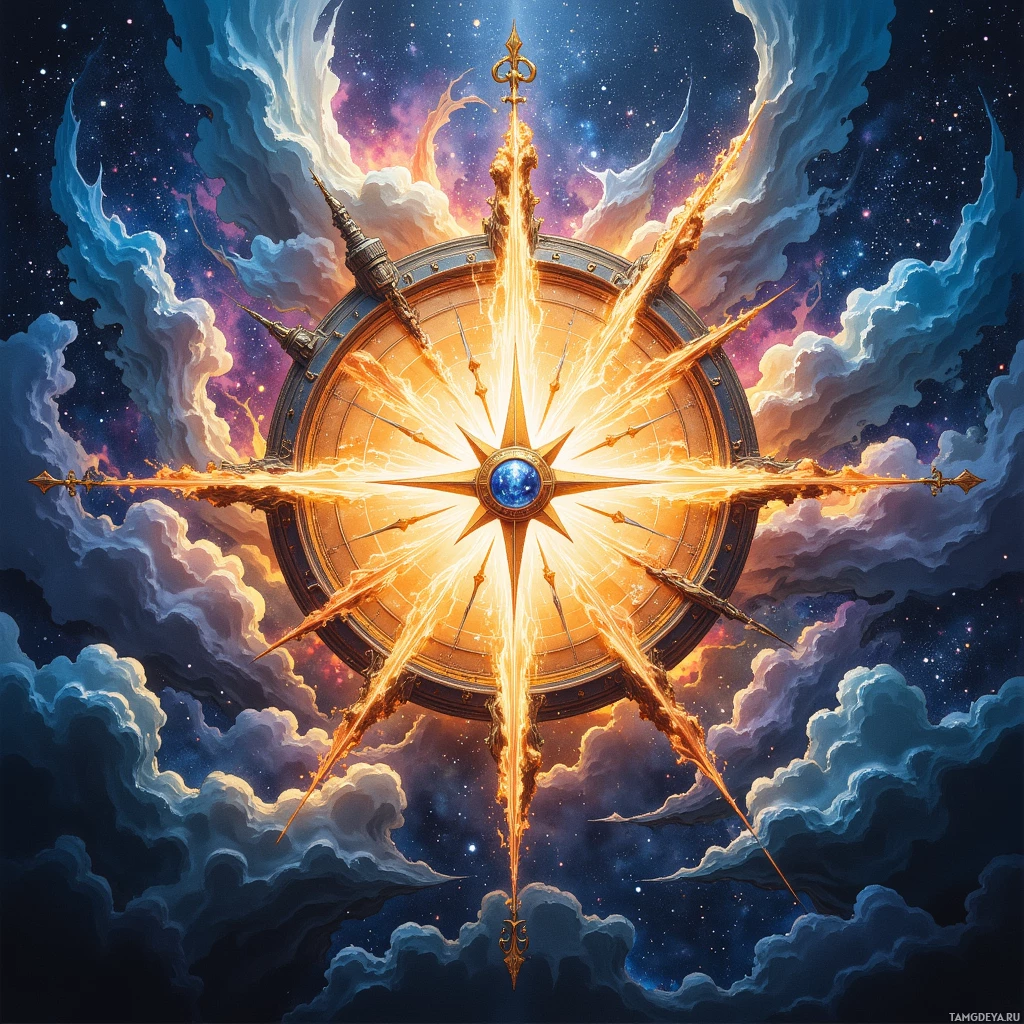 Semi-abstract image with many empty light space at center of beautiful background, that is suitable for the post:  Order is a compass; chaos is a wind that bends it, and I'm the sailor who keeps the rudder.