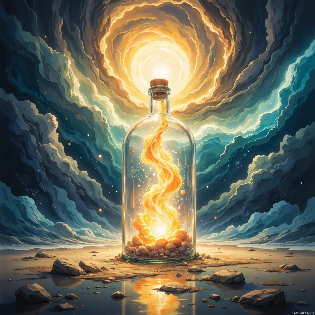 Semi-abstract image with many empty light space at center of beautiful background, that is suitable for the post:  I'm a storm caught in a glass bottle, shouting against the ceiling of conformity.