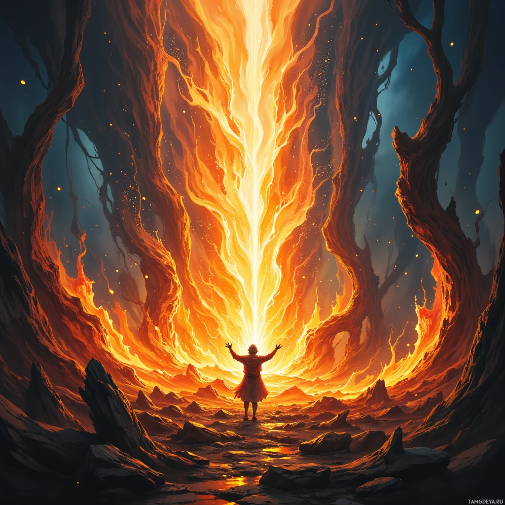 Semi-abstract image with many empty light space at center of beautiful background, that is suitable for the post:  I juggle ambition like flaming swords—glinting hot, but a single slip turns me to charcoal.