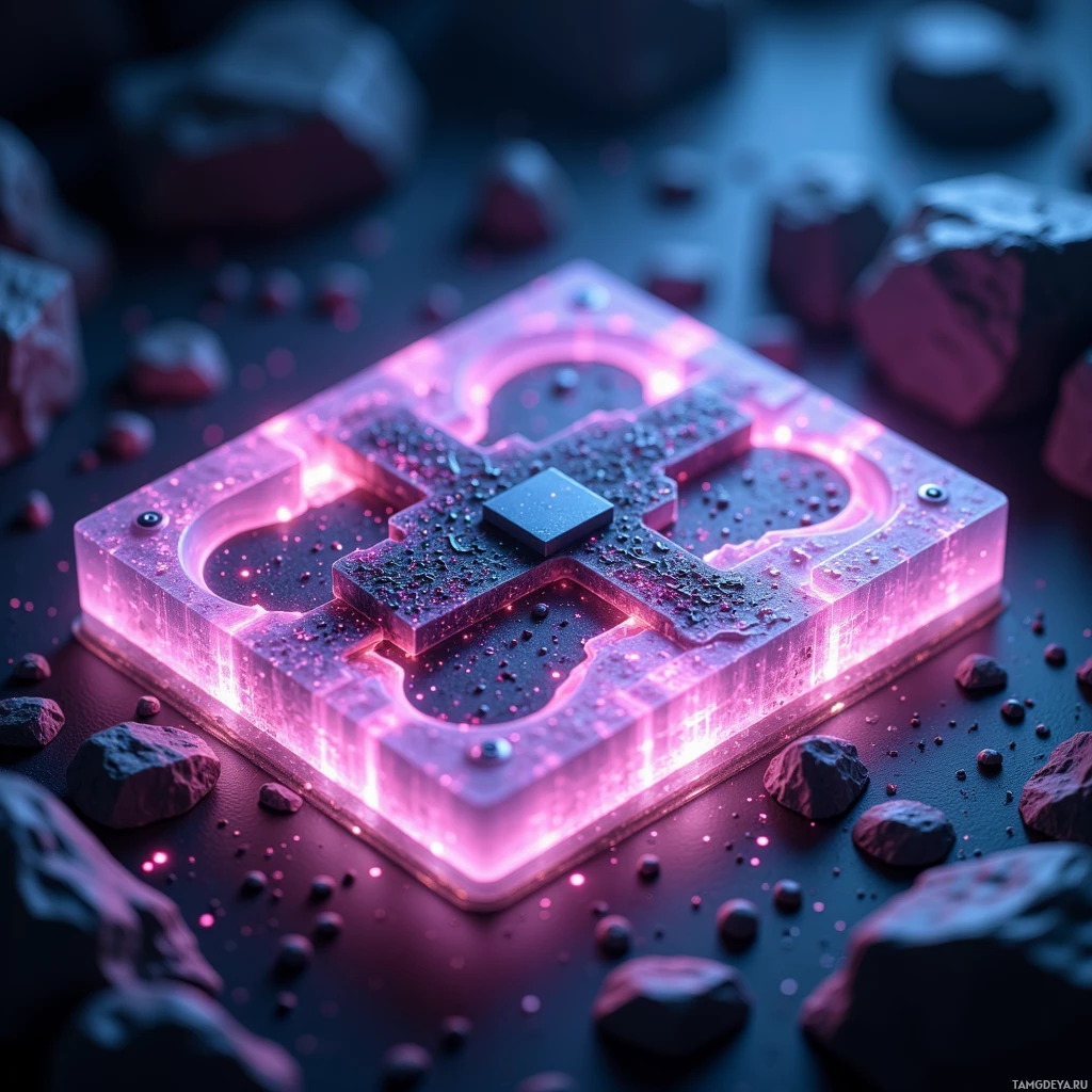 Semi-abstract image with many light, that is suitable for the post:  A sleek translucent cylindrical microfluidic chip with etched fractal patterns along its edges, a lattice of graphene channels inside, and a subtle integrated microactuator for precise channel width adjustment, glowing faintly in a high‑tech, minimalist style.