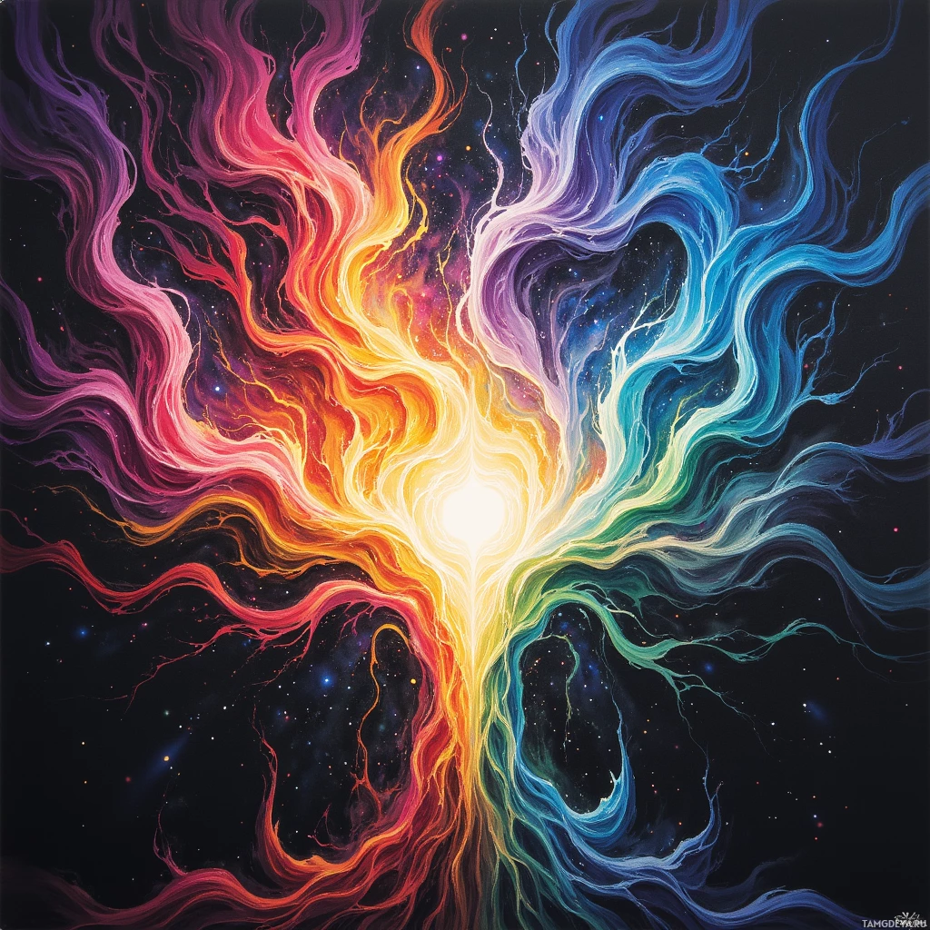 Semi-abstract image with many empty light space at center of beautiful background, that is suitable for the post:  My mind is a microservice; every idle thread whispers doubts while the load balancer keeps my sanity in check.