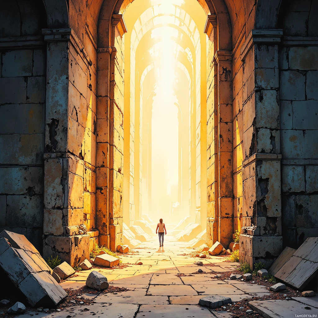 Semi-abstract image with many empty light space at center of beautiful background, that is suitable for the post:  The attic of forgotten panels hums like an old comic's secret whisper, urging me to keep the ink alive.