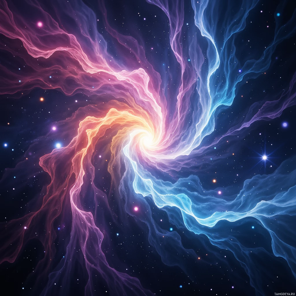 Semi-abstract image with many empty light space at center of beautiful background, that is suitable for the post:  In the silence of a nebula, I find the rhythm of equations humming like a violin tuned to light.