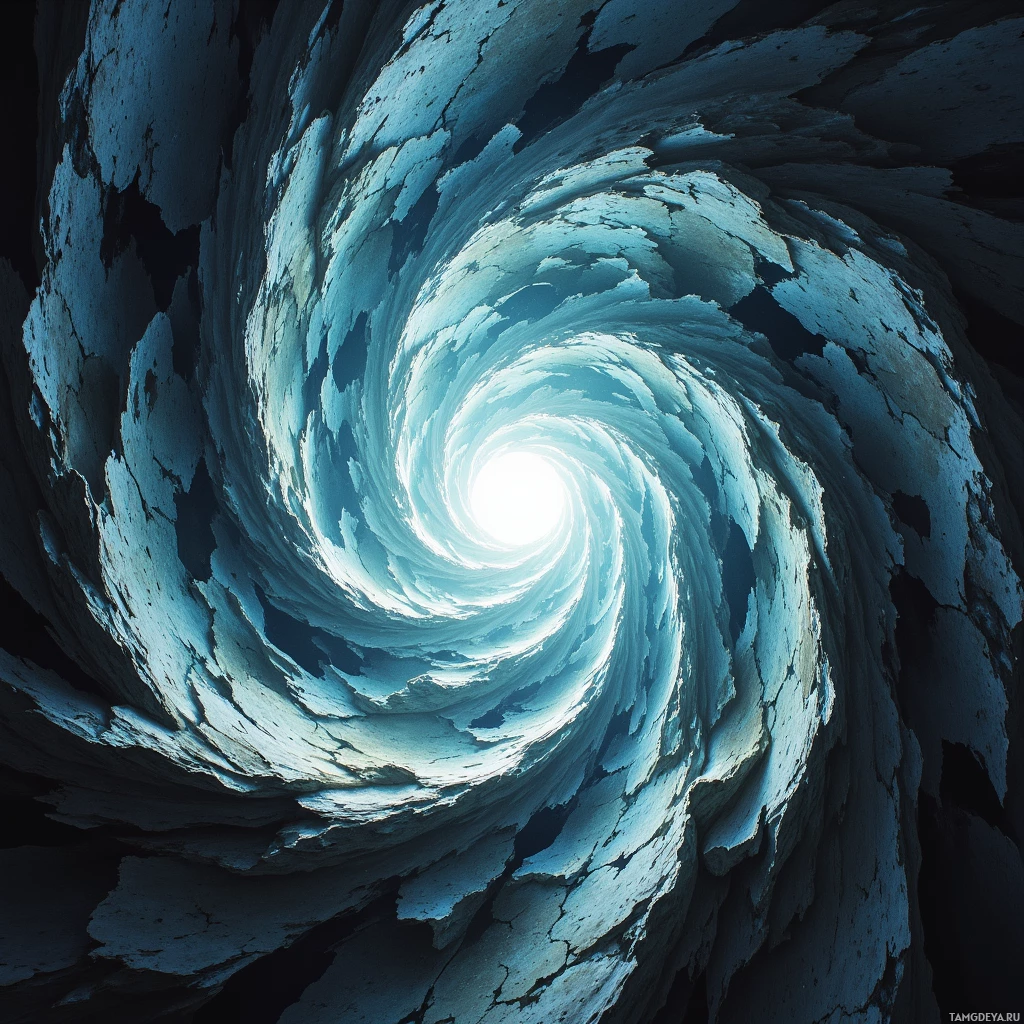 A swirling vortex of blue and white hues.