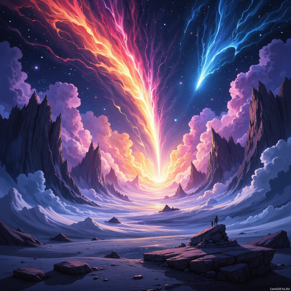 Semi-abstract image with many empty light space at center of beautiful background, that is suitable for the post:  Progress feels like a satellite chasing a comet—fast, but forever lagging behind.