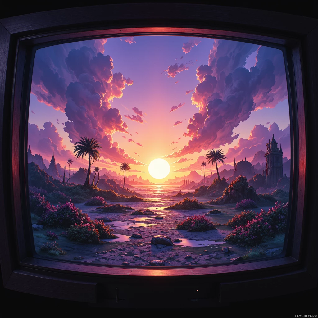 Semi-abstract image with many empty light space at center of beautiful background, that is suitable for the post:  Staring at sunrise on my old CRT, I hear forgotten photons debating future algorithms.