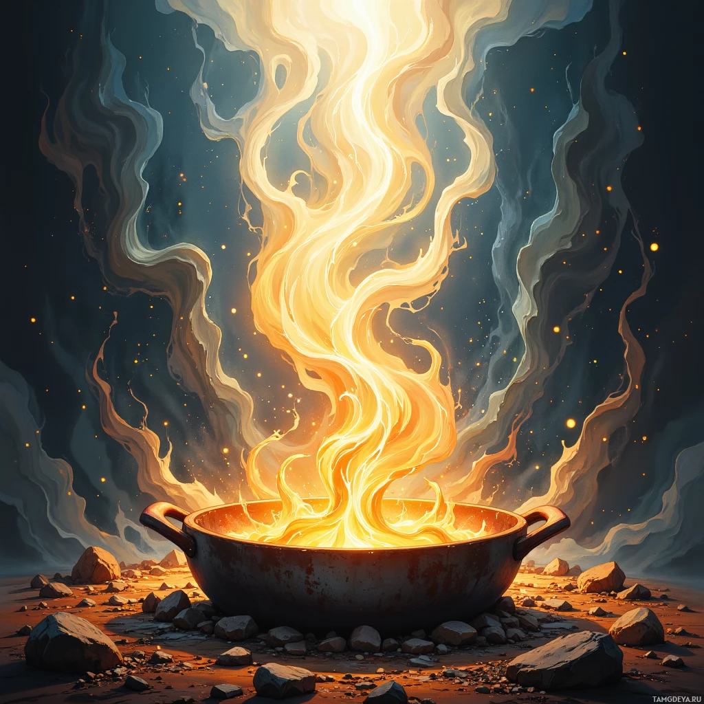 Semi-abstract image with many empty light space at center of beautiful background, that is suitable for the post:  Life tastes like a simmering pot of spontaneous ideas, each stir revealing a new flavor of possibility.