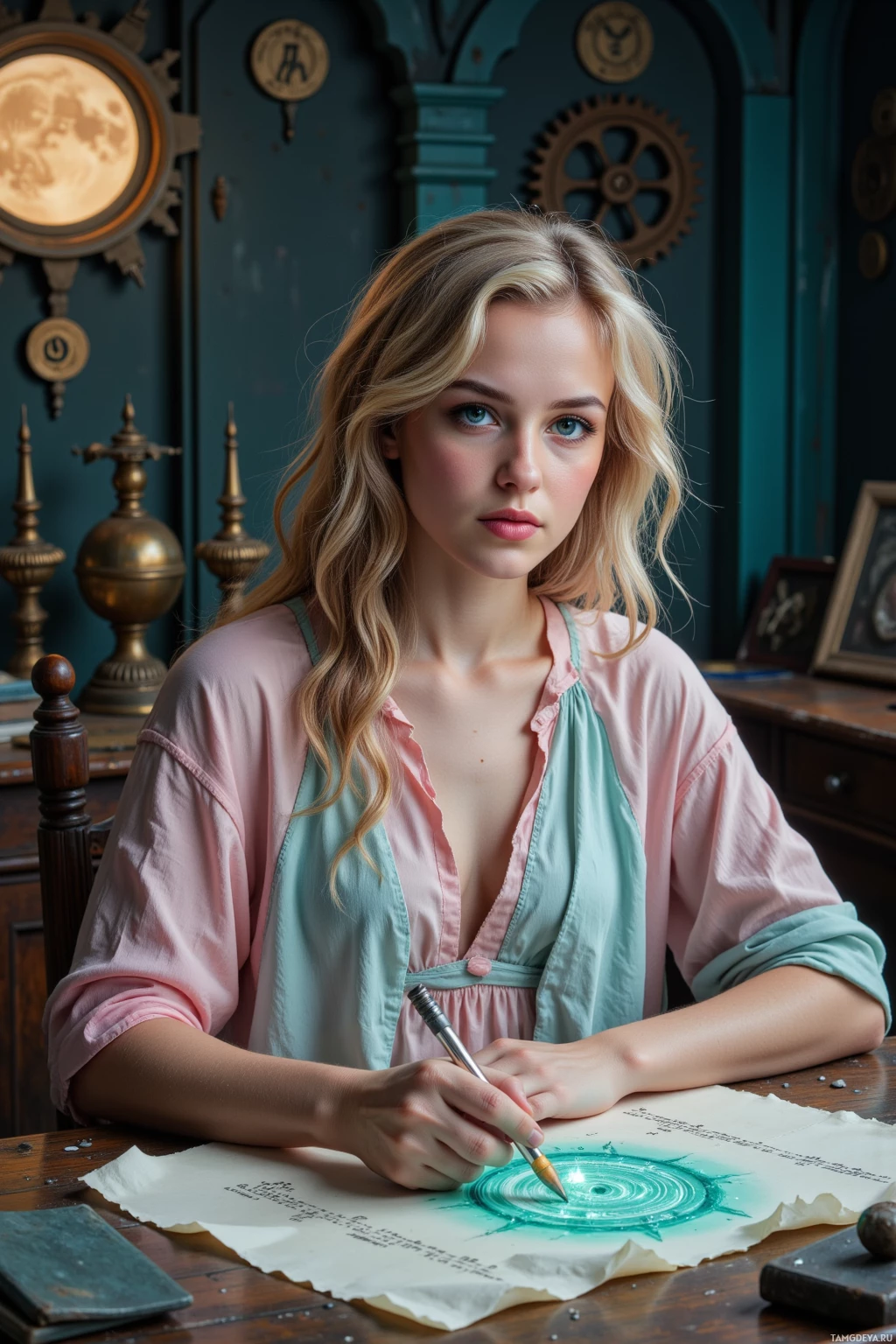 A person is sitting at a desk, drawing with a pencil on a piece of paper.