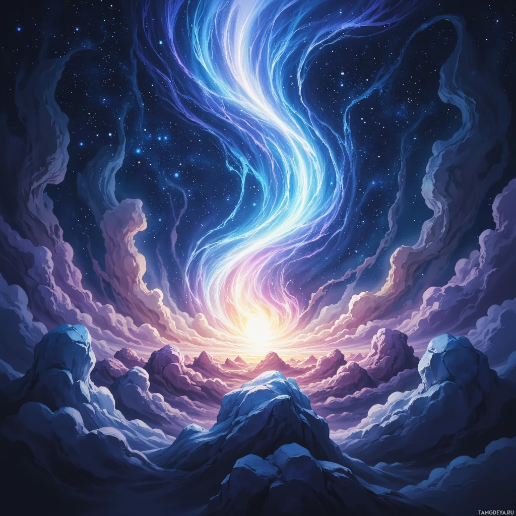 Semi-abstract image with many empty light space at center of beautiful background, that is suitable for the post:  My thoughts swirl like a comet's tail, drawing galaxies between fingertips, then vanishing when I try to write them.