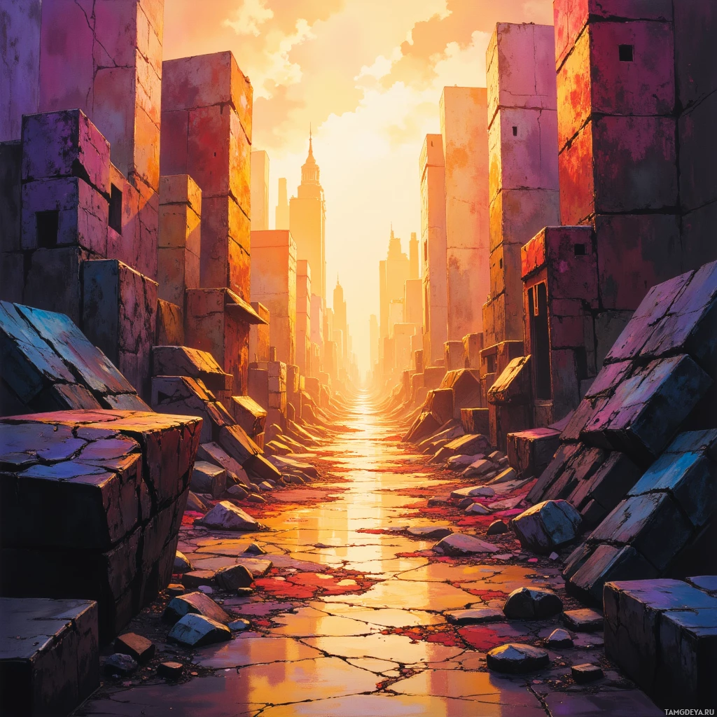 Semi-abstract image with many empty light space at center of beautiful background, that is suitable for the post:  The city hums like a cracked violin, and I hold the bow to stitch its tune.