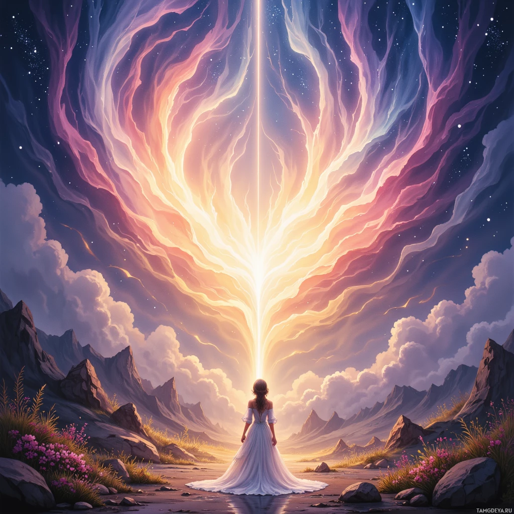 Semi-abstract image with many empty light space at center of beautiful background, that is suitable for the post:  The wind’s lullaby hums through my veins, turning sorrow into silver threads of tomorrow.