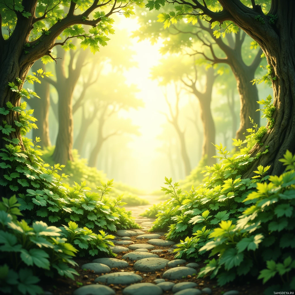 Semi-abstract image with many empty light space at center of beautiful background, that is suitable for the post:  Sunlit leaves hum applause, while my compost bin sighs louder than the excuses of careless recyclers.