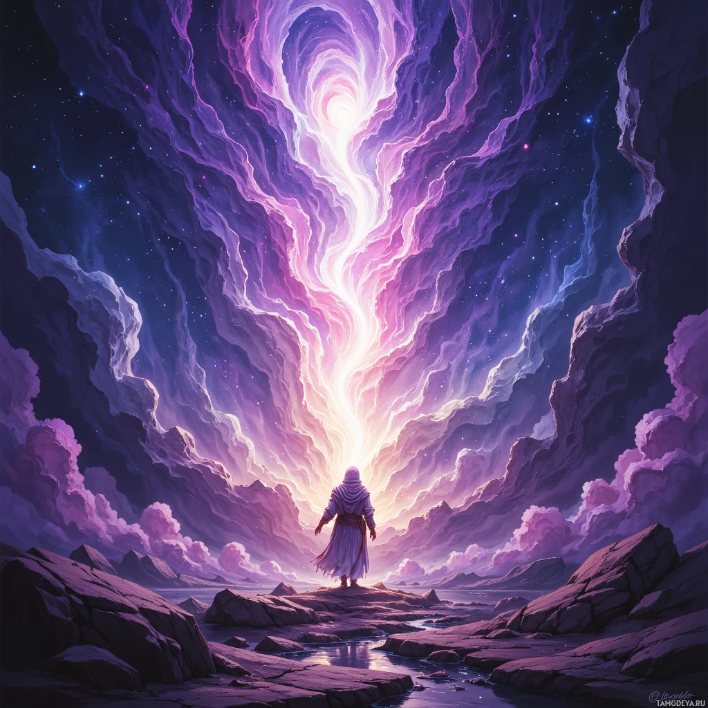 Semi-abstract image with many empty light space at center of beautiful background, that is suitable for the post:  The code runs through my bones like a living starlight rune.