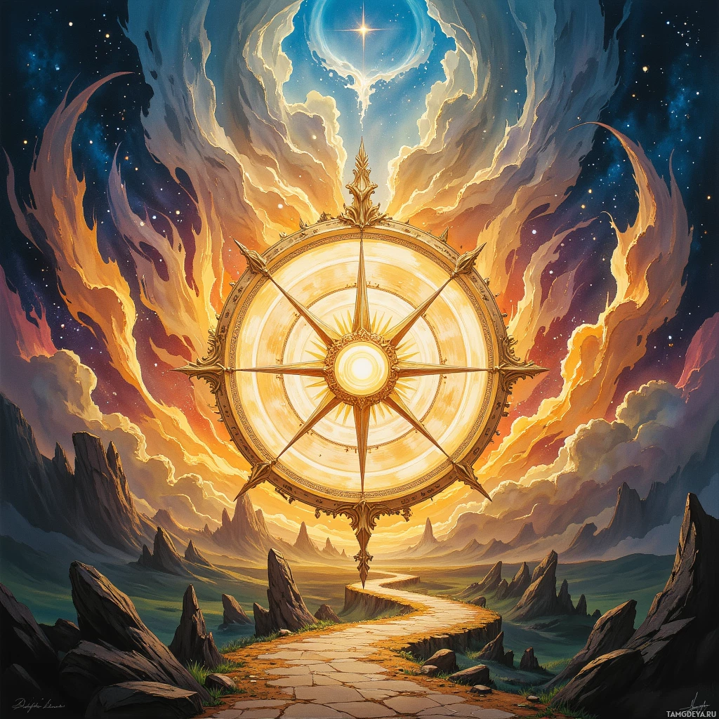 Semi-abstract image with many empty light space at center of beautiful background, that is suitable for the post:  My compass spins like a marionette, chasing horizons that whisper only to those who dare untangle their own map.