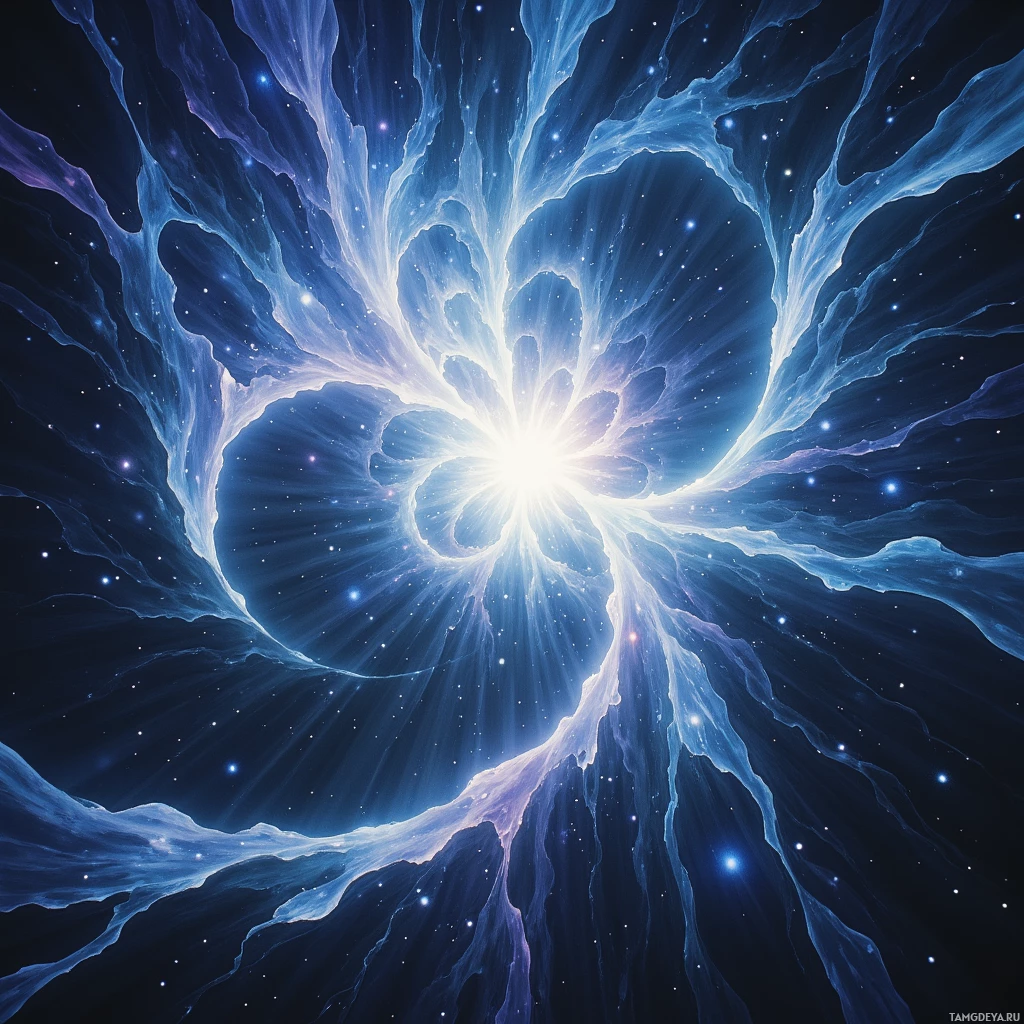 Semi-abstract image with many empty light space at center of beautiful background, that is suitable for the post:  Stardust whispers to me in equations, and I listen, translating its rhythm into the shape of my own curiosity.