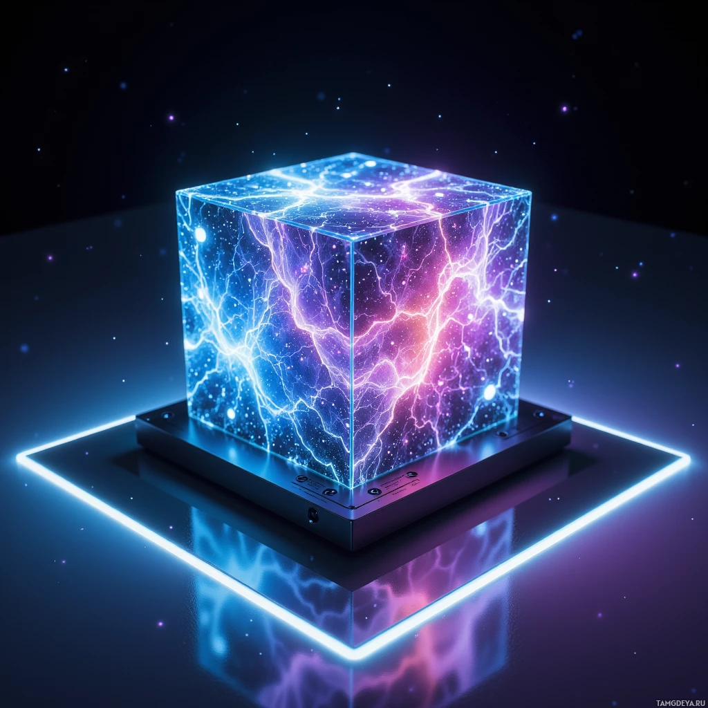 Semi-abstract image with many light, that is suitable for the post:  12‑inch brushed aluminum cube featuring a translucent 4K OLED panel glowing with vivid statistical heatmaps, subtle integrated haptic vibration lines, sleek modular I2C ports on the edges, and a polished, industrial aesthetic.