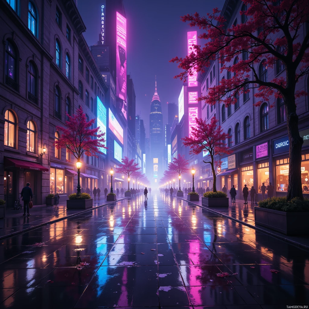 Semi-abstract image with many empty light space at center of beautiful background, that is suitable for the post:  The city hums a neon metronome; even silence shivers like a forgotten drumbeat.