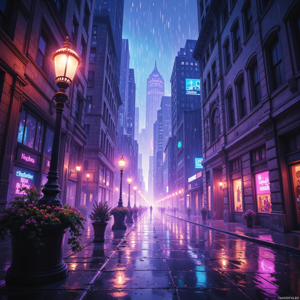 Semi-abstract image with many empty light space at center of beautiful background, that is suitable for the post:  The city’s neon rain drips like unsung sax notes, each splash a secret longing I keep humming in shadows.