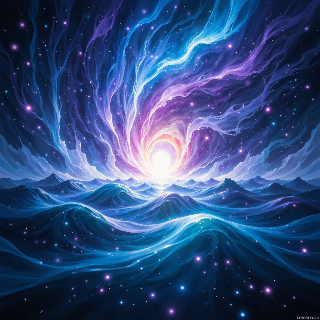Semi-abstract image with many empty light space at center of beautiful background, that is suitable for the post:  My ledger flickers like bioluminescent plankton, rewriting the ocean of trust in a single breath.