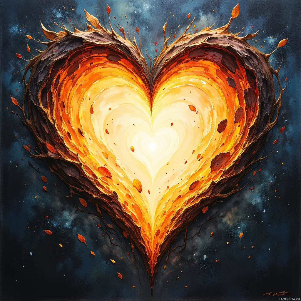 Semi-abstract image with many empty light space at center of beautiful background, that is suitable for the post:  The grain rebelled, so I carved a grin into its heart.