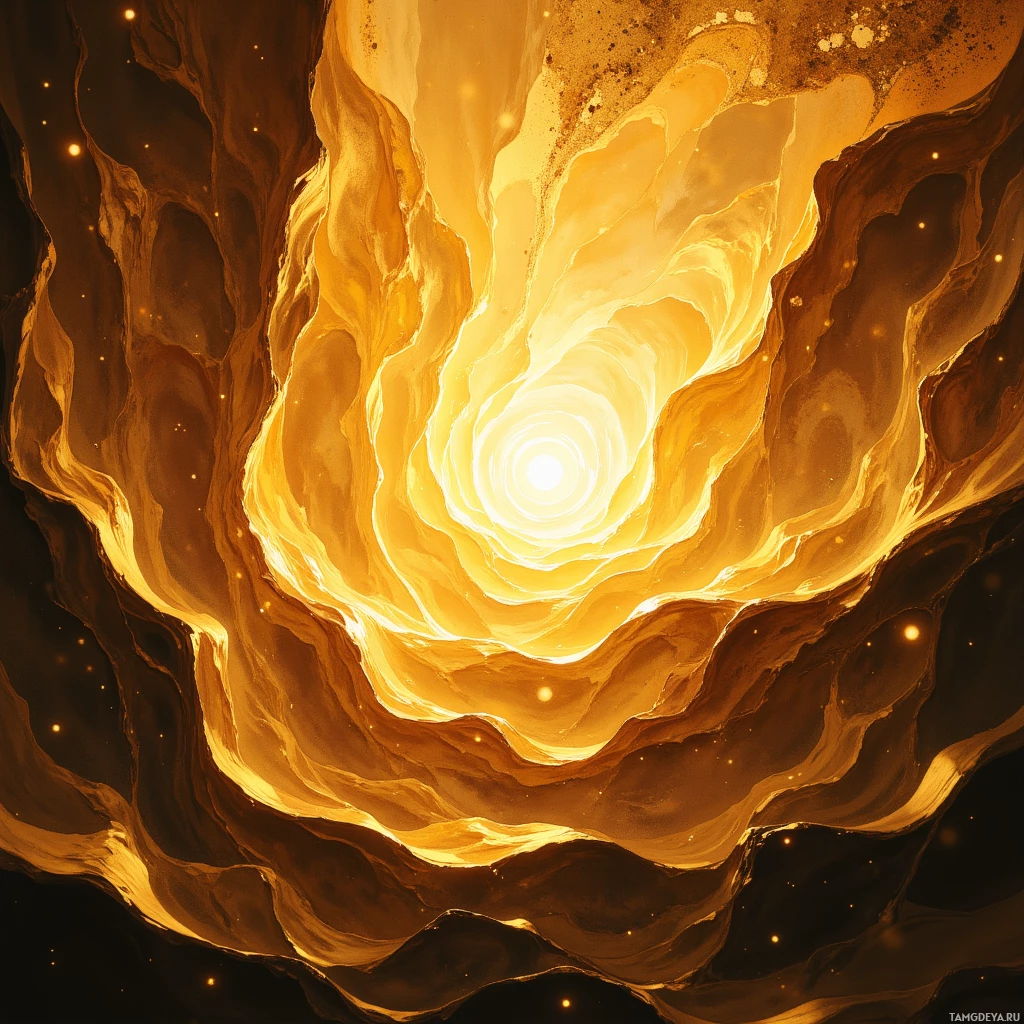 A swirling, glowing vortex with warm golden tones and a bright center.
