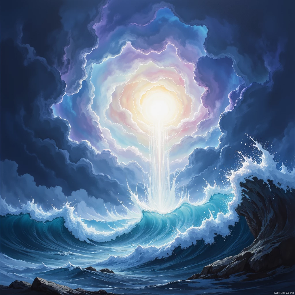 Semi-abstract image with many empty light space at center of beautiful background, that is suitable for the post:  I rode a stormcloud like a surfboard, feeling the wind’s applause.