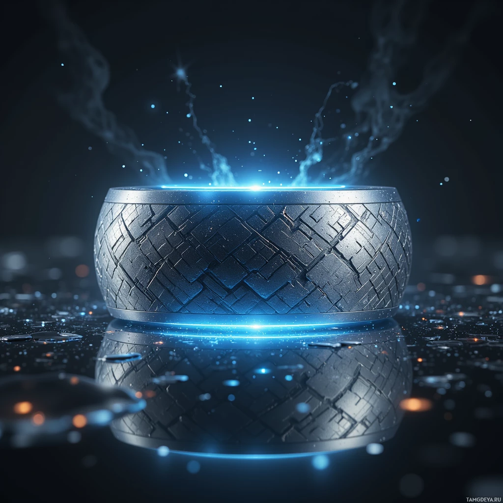 Semi-abstract image with many light, that is suitable for the post:  sleek silver titanium weave band with matte finish, glowing faintly when danger looms, embedded discreet sensor chip, cool to touch, low‑frequency shield pulsing visibly on the surface.